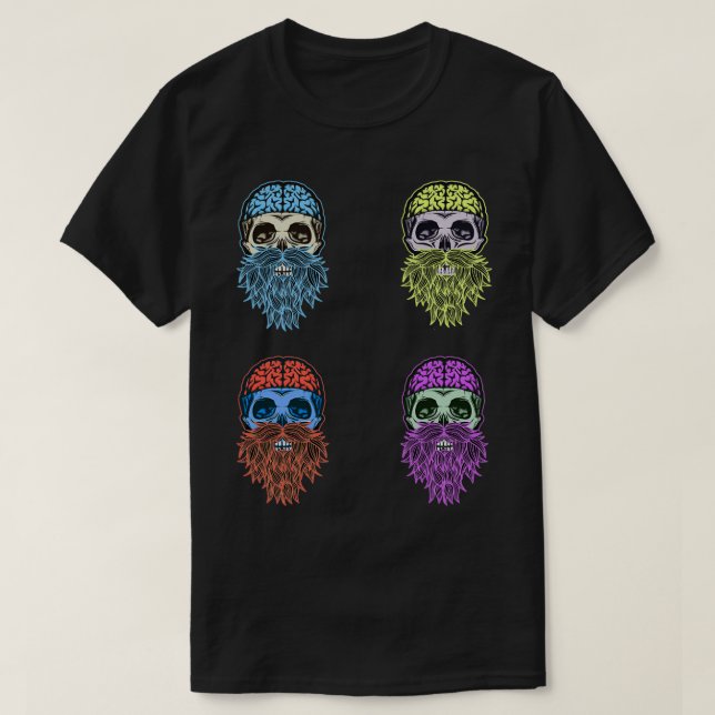 Camiseta Skull with Beard Brains Sticker Pack (Diseño del anverso)