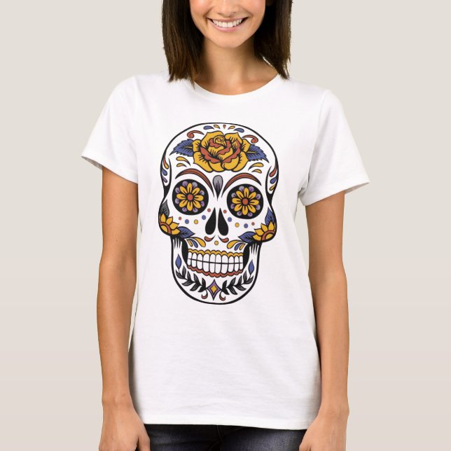 Camiseta Skull with Flowers (Anverso)