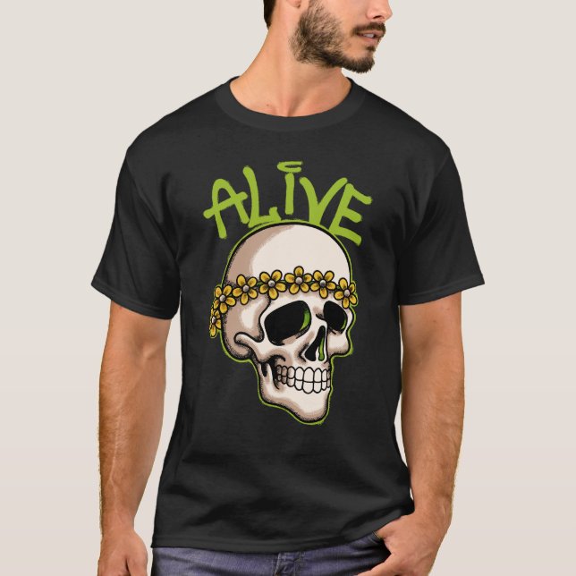 Camiseta Skull with Flowers streetwear (Anverso)