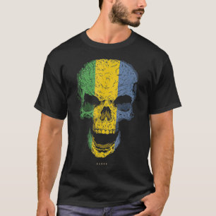 Camiseta Skull with Gabon Flag Skeleton Gabonese Roots 