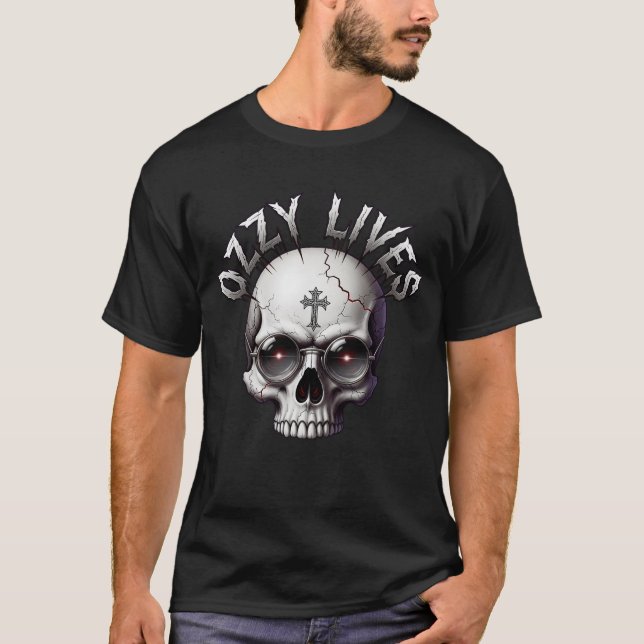 Camiseta Skull with Ozzy Glasses & Cross (Anverso)