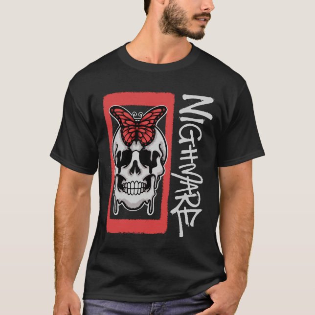 Camiseta Skull with Red Butterfly Streetwear (Anverso)