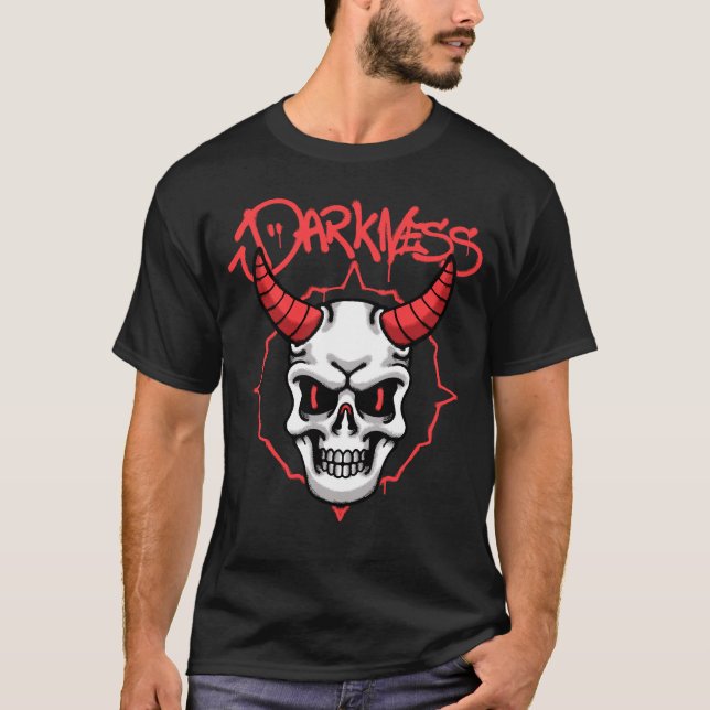 Camiseta Skull with Red Horns streetwear (Anverso)