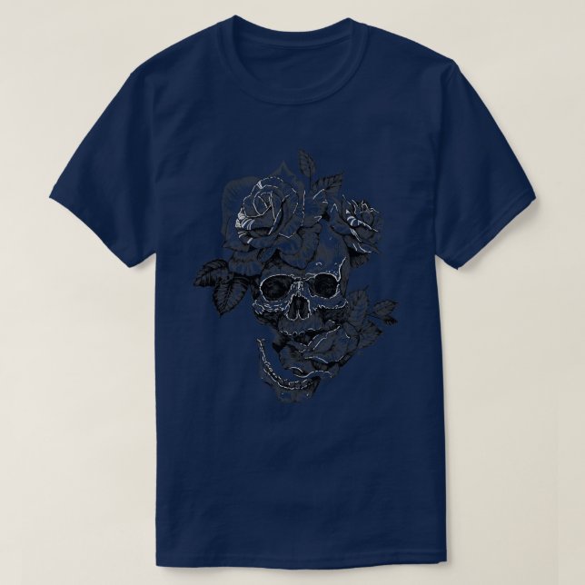 Camiseta Skull Y Rosas TShi (Diseño del anverso)