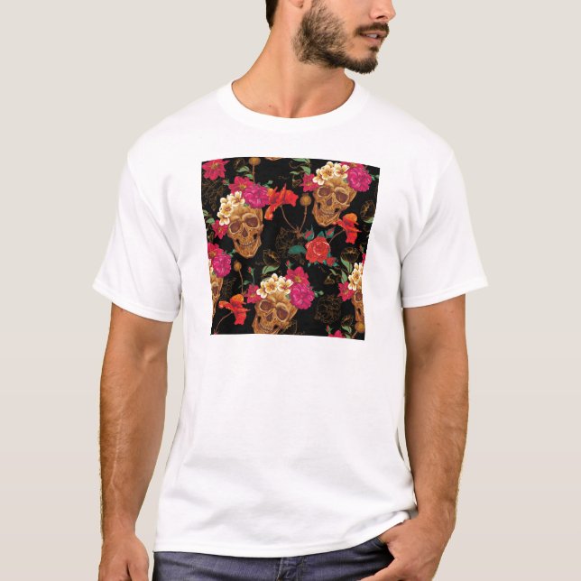 Camiseta Skulls florales (Anverso)
