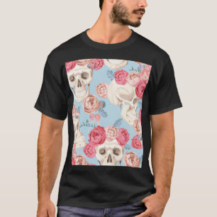 Camiseta Skulls y Rosas Patrón de vintage