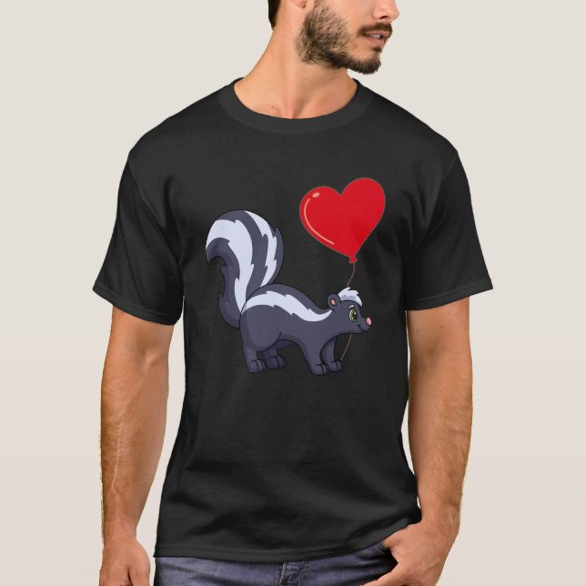 Camiseta Skunk con Día de San Valentín de globos cardíacos (Anverso)