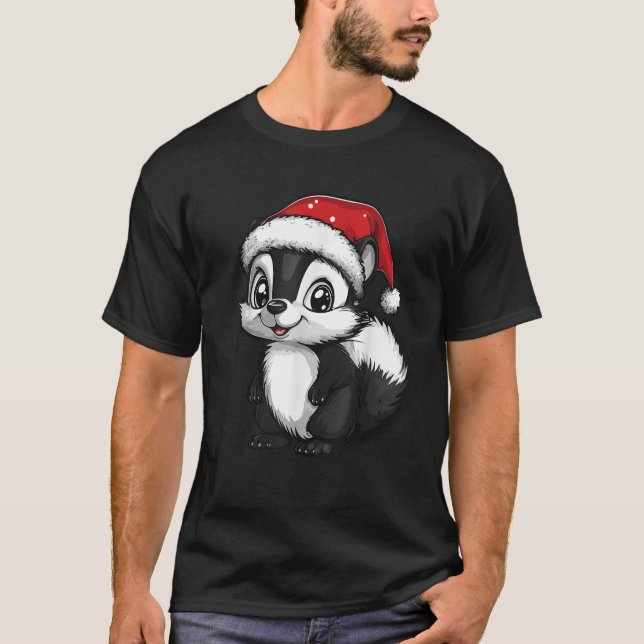 Camiseta Skunk Santa Hat Chicas niños  Skunk Amantes (Anverso)