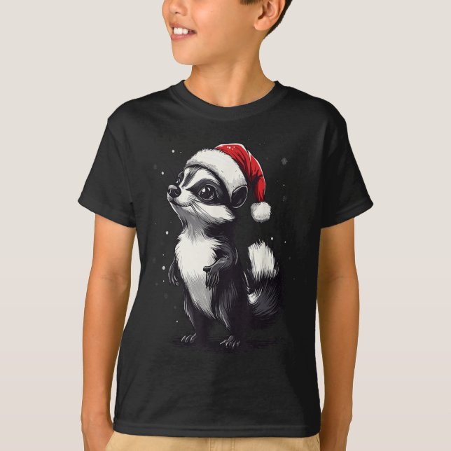Camiseta Skunk Santa Hat Funny Xmas Skunk Lovers Christmas  (Anverso)
