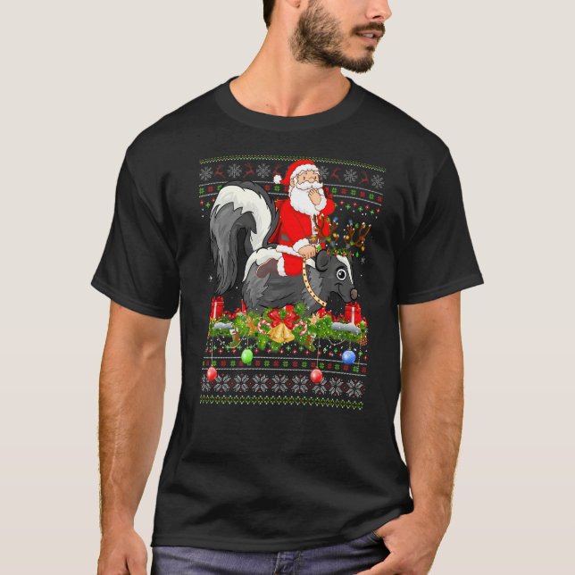 Camiseta Skunk  Ugly Santa Riding Skunk Christmas (Anverso)