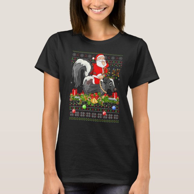 Camiseta Skunk  Ugly Santa Riding Skunk Christmas (Anverso)