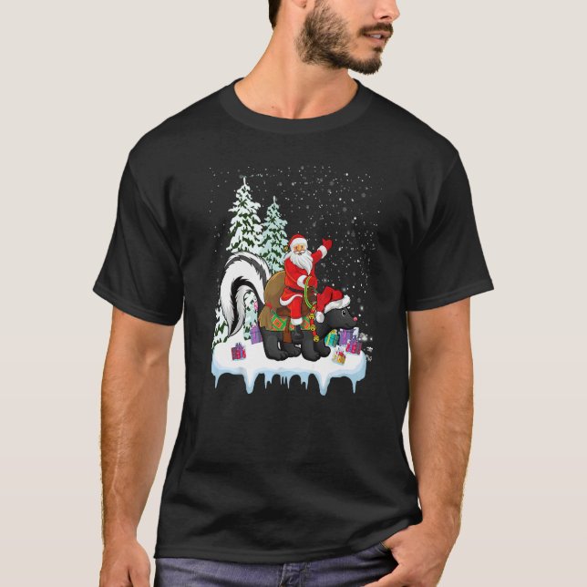 Camiseta Skunk  Xmas  Santa Riding Skunk Christmas (Anverso)