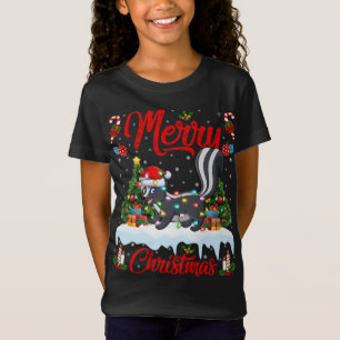 Camiseta Skuns Lover Xmas Iluminando Santa Hat desconcierta