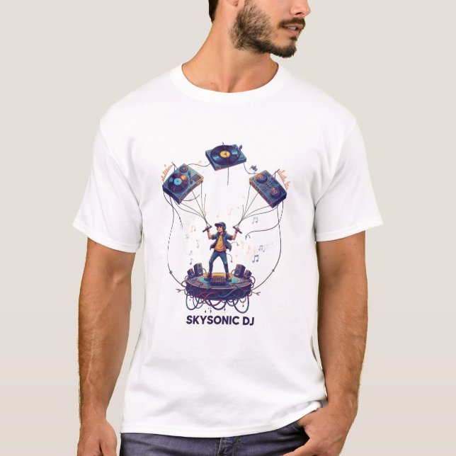 Camiseta Sky Beats DJ Tee – Where Music Takes Flight (Anverso)