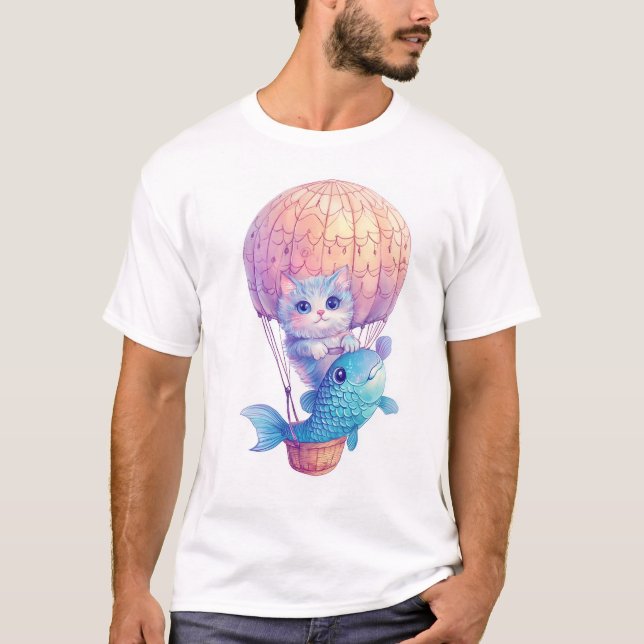 Camiseta Sky High Kitty � Cute Whimsical Cat Adventure (Anverso)