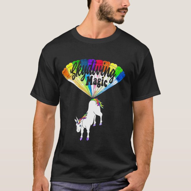 Camiseta Skydiving Magic Unicorn Para Hombres (Anverso)