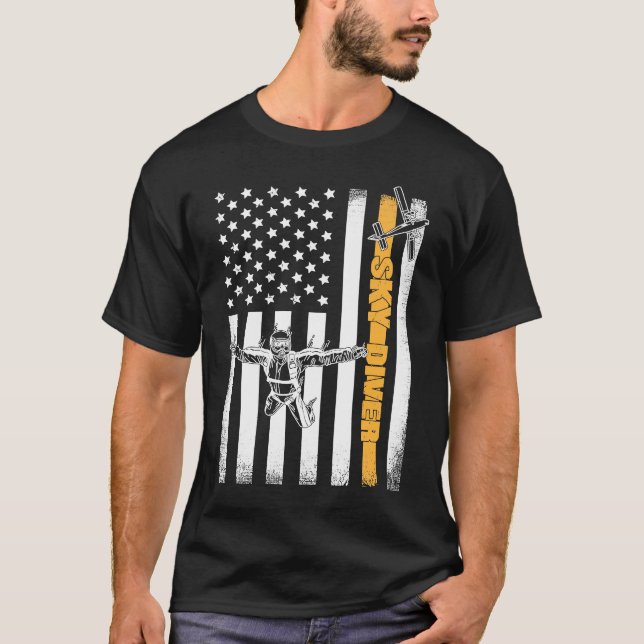 Camiseta Skydiving  Parachuting American Skydiver USA Flag (Anverso)