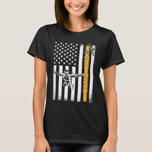 Camiseta Skydiving  Parachuting American Skydiver USA Flag (Anverso)