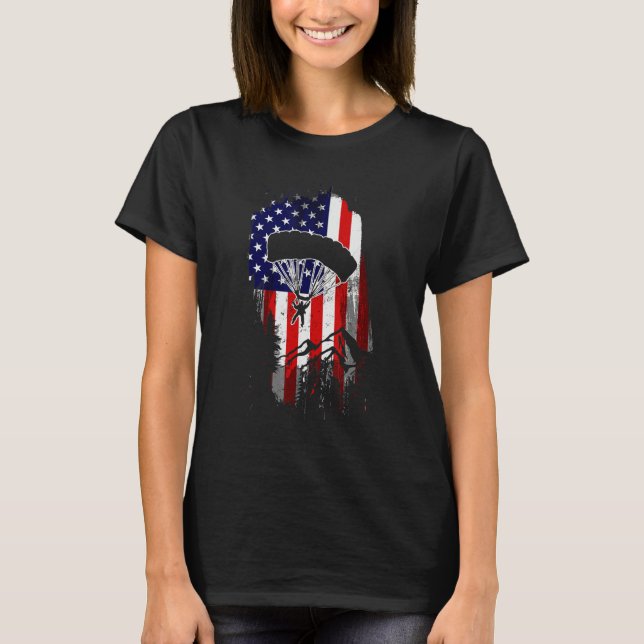 Camiseta Skydiving USA American Flag Patriotic Skydiver Jul (Anverso)
