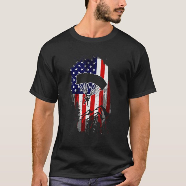 Camiseta Skydiving USA American Flag Patriotic Skydiver Jul (Anverso)