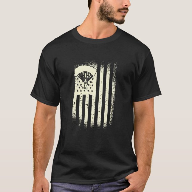 Camiseta Skydiving USA Flag Parachute American Skydiver (Anverso)