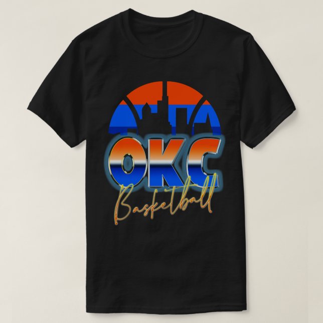 Camiseta Skyline cromada del Oklahoma City Basketball Retro (Diseño del anverso)