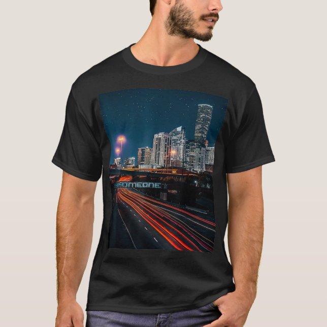 Camiseta Skyline de Houston - Be Someone Bridge en la noche (Anverso)