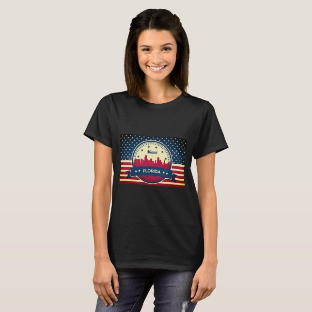 Camiseta Skyline de Miami Florida (Anverso completo)