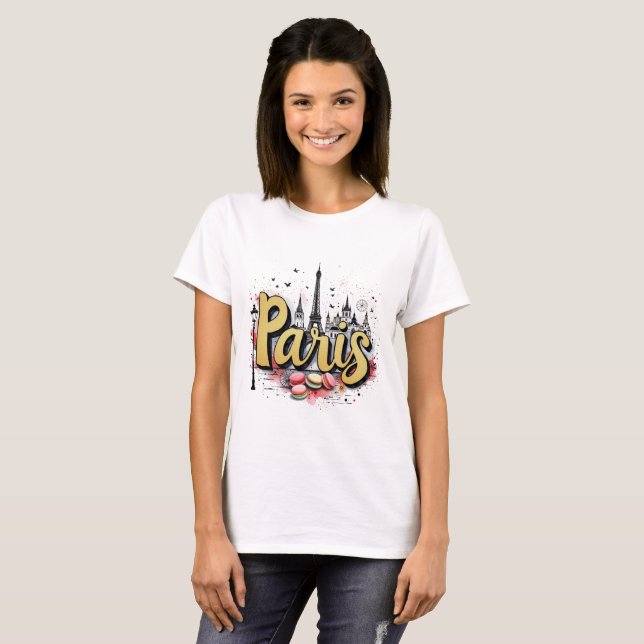 Camiseta Skyline de París - Moda y diseño elegante (Anverso completo)