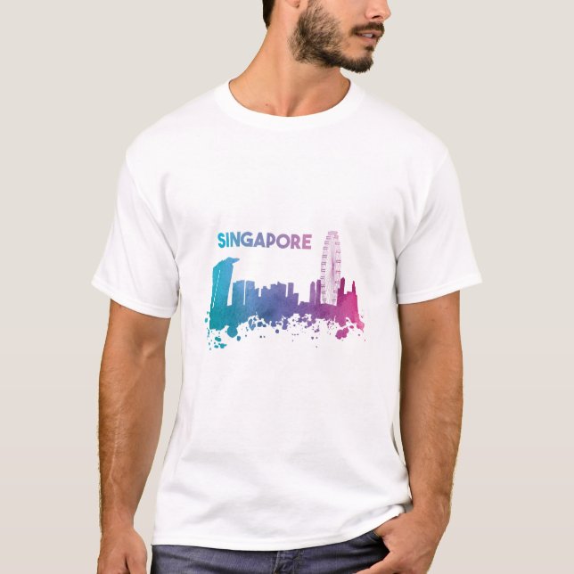 Camiseta Skyline de Singapur (Anverso)