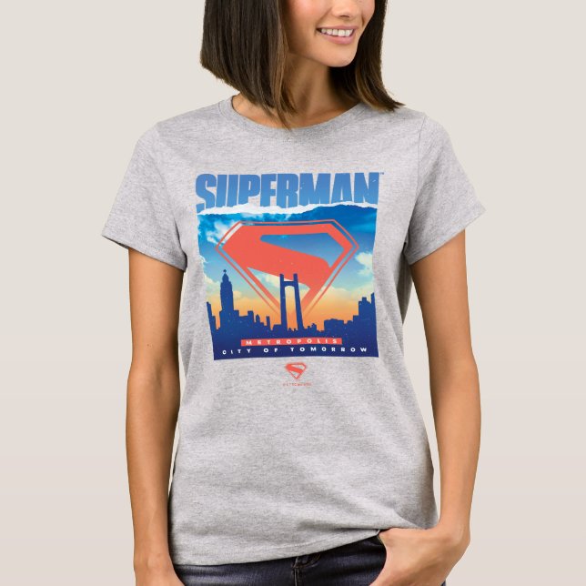 Camiseta Skyline de Superman Metropolis (Anverso)