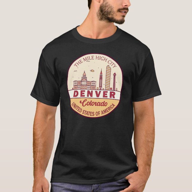 Camiseta Skyline Emblem de Denver Colorado (Anverso)