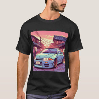 Camiseta Skyline GTR32 Car en ciudad japonesa