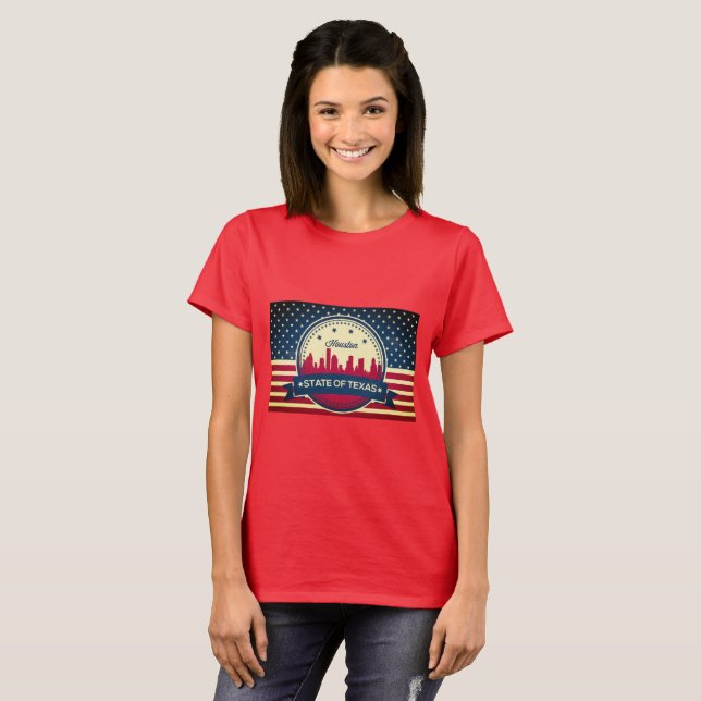 Camiseta Skyline Houston de estilo retro (Anverso completo)