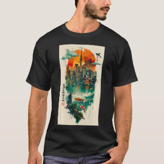 Camiseta Skyline Japan Tokyo Samurai Koi Fish