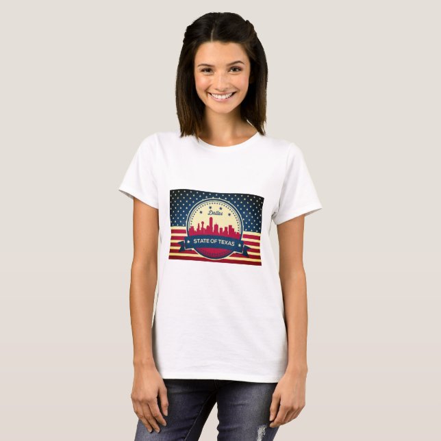 Camiseta Skyline Retro Dallas Texas (Anverso completo)