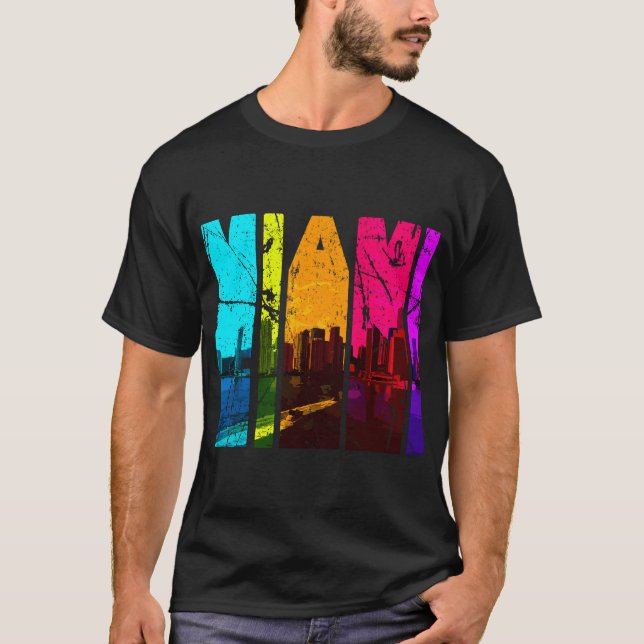 Camiseta Skyline Retro Miami Florida (Anverso)