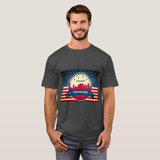Camiseta Skyline Retro Nashville Tennessee (Anverso completo)