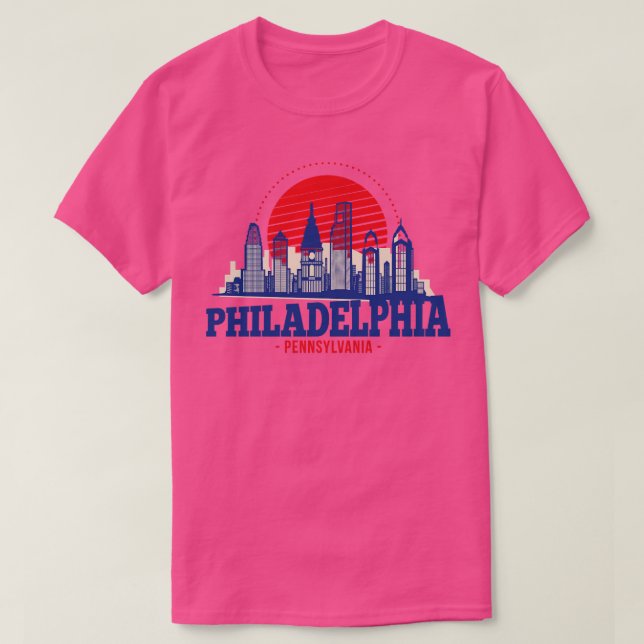 Camiseta Skyline Retro Philadelphia Pennsylvania (Diseño del anverso)
