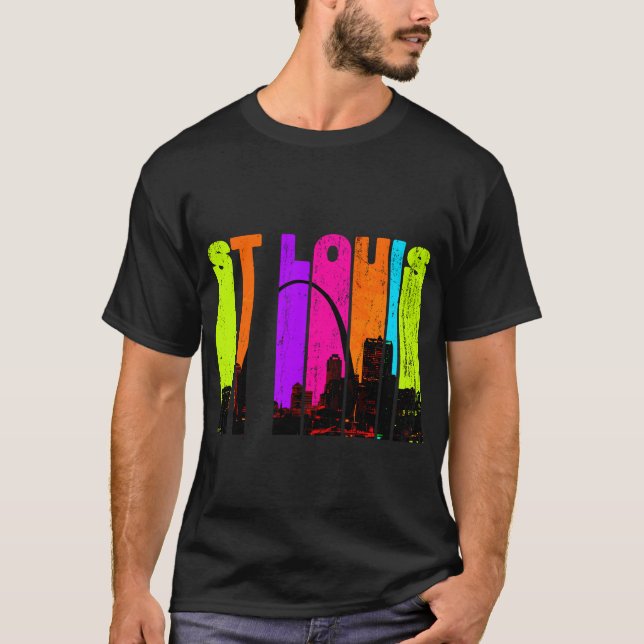 Camiseta Skyline Retro St Louis Missouri Cityscape (Anverso)