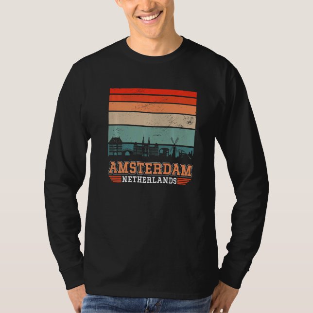 Camiseta Skyline Retro Vintage de Amsterdam (Anverso)