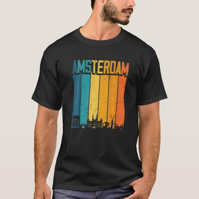 Camiseta Skyline Retro Vintage de Amsterdam (Anverso)