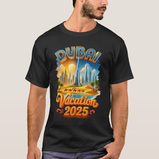 Camiseta Skyline Sunset Desert Y Camel Adv De Dubai (Anverso)
