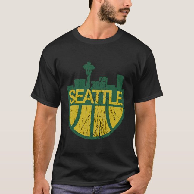Camiseta Skyline Supersónica De Seattle Defecto (Anverso)