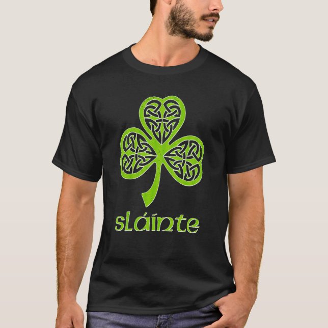Camiseta Sláinte Celtic Knot C St Patrick's Day Slai gaélic (Anverso)