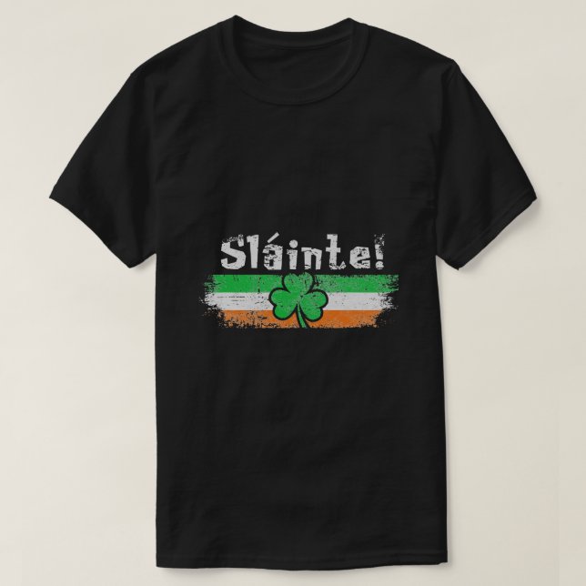 Camiseta Sláinte Ireland Shamrock Bandera irlandesa Saluda  (Diseño del anverso)