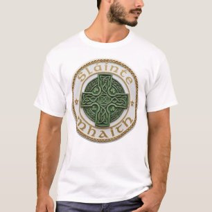 Camiseta Sláinte Mhaith Nudo Celta - Blanco y Oro