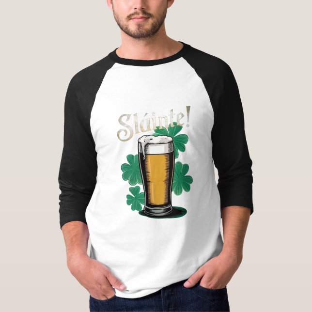 Camiseta ¡Slàinte! Pinta de cerveza del Día de San Patricio (Anverso)