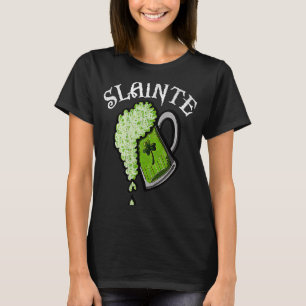 Camiseta Slainte St Patricks Day Hombres Mujeres Bebiendo M