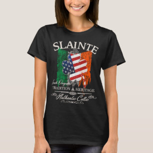 Camiseta Sláinte USA Shamrock Grunge Bandera Irlandesa St P